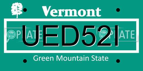 UED52I Vermont License Plate