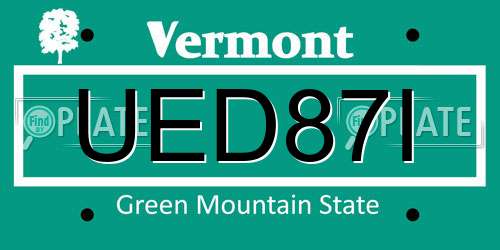UED87I Vermont License Plate