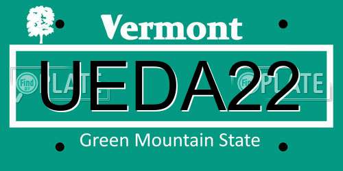 UEDA22 Vermont License Plate
