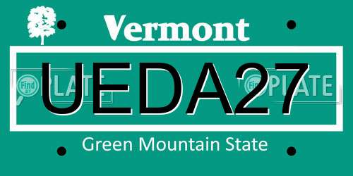 UEDA27 Vermont License Plate
