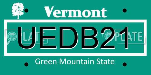 UEDB21 Vermont License Plate