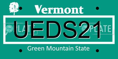 UEDS21 Vermont License Plate