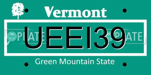 UEEI39 Vermont License Plate