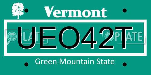 UEO42T Vermont License Plate