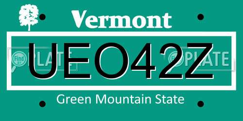 UEO42Z Vermont License Plate