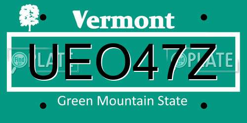 UEO47Z Vermont License Plate