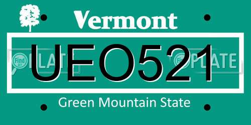 UEO521 Vermont License Plate