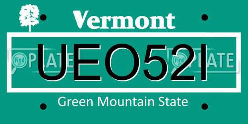 UEO52I Vermont License Plate