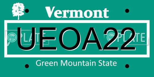 UEOA22 Vermont License Plate