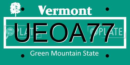 UEOA77 Vermont License Plate