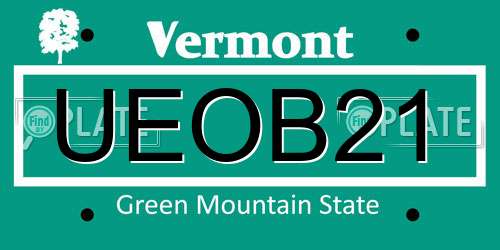 UEOB21 Vermont License Plate