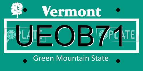UEOB71 Vermont License Plate