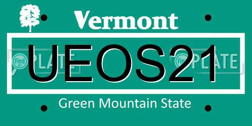 UEOS21 Vermont License Plate