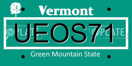 UEOS71 Vermont License Plate