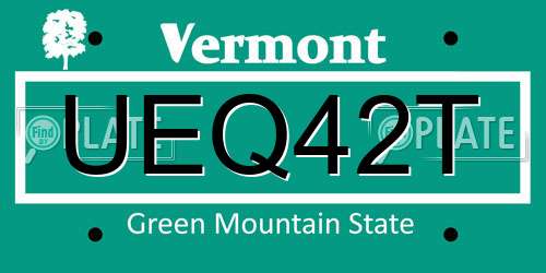 UEQ42T Vermont License Plate
