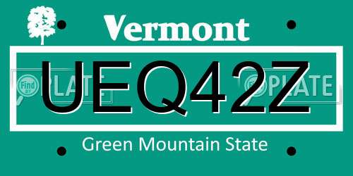 UEQ42Z Vermont License Plate