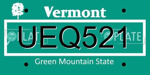 UEQ521 Vermont License Plate