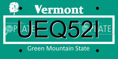 UEQ52I Vermont License Plate