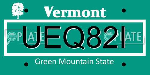 UEQ82I Vermont License Plate