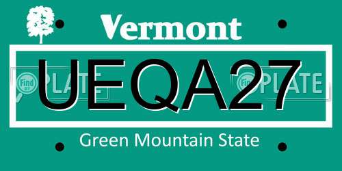 UEQA27 Vermont License Plate