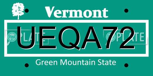 UEQA72 Vermont License Plate