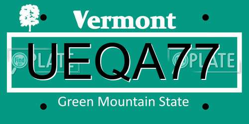 UEQA77 Vermont License Plate
