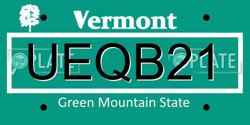 UEQB21 Vermont License Plate