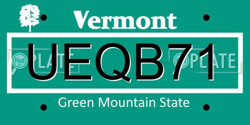 UEQB71 Vermont License Plate