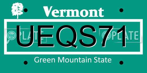 UEQS71 Vermont License Plate