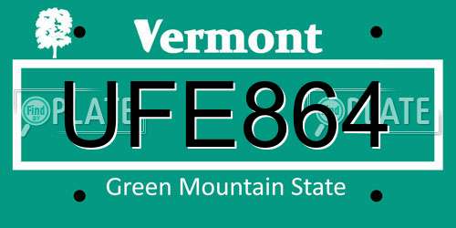 UFE864 Vermont License Plate
