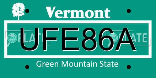 UFE86A Vermont License Plate