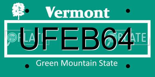 UFEB64 Vermont License Plate