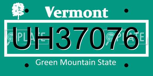 UH37076 Vermont License Plate