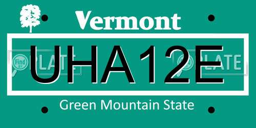 UHA12E Vermont License Plate