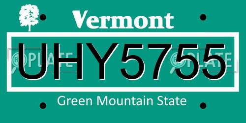 UHY5755 Vermont License Plate