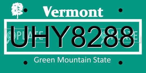 UHY8288 Vermont License Plate