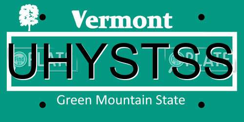 UHYSTSS Vermont License Plate