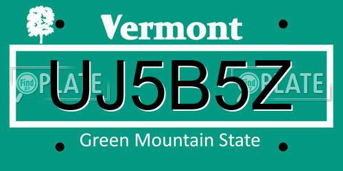 UJ5B5Z Vermont License Plate