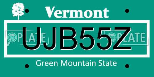 UJB55Z Vermont License Plate