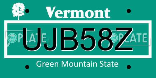 UJB58Z Vermont License Plate