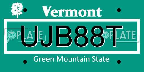 UJB88T Vermont License Plate