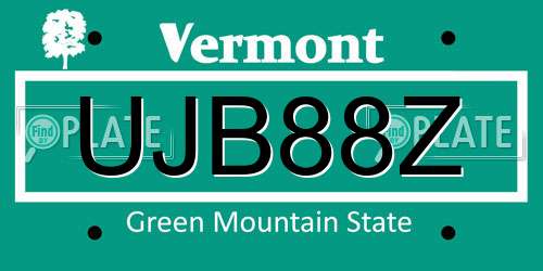 UJB88Z Vermont License Plate