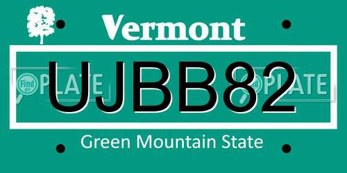 UJBB82 Vermont License Plate