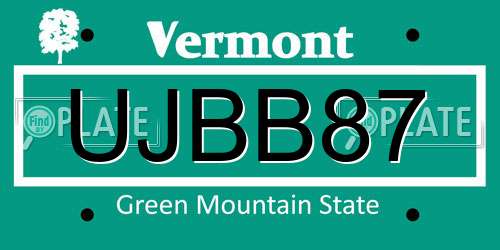 UJBB87 Vermont License Plate