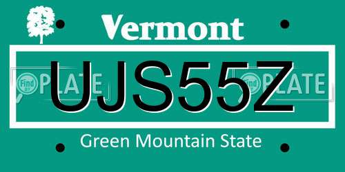 UJS55Z Vermont License Plate