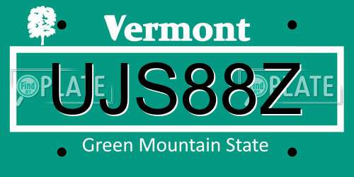 UJS88Z Vermont License Plate