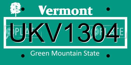 UKV1304 Vermont License Plate