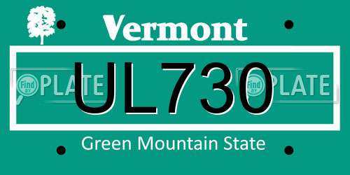 UL730 Vermont License Plate