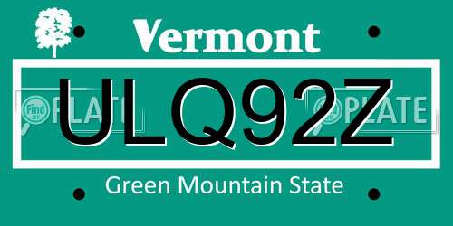 ULQ92Z Vermont License Plate