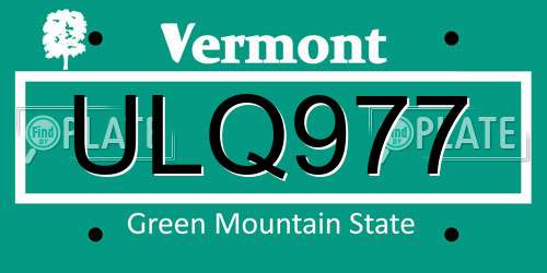 ULQ977 Vermont License Plate